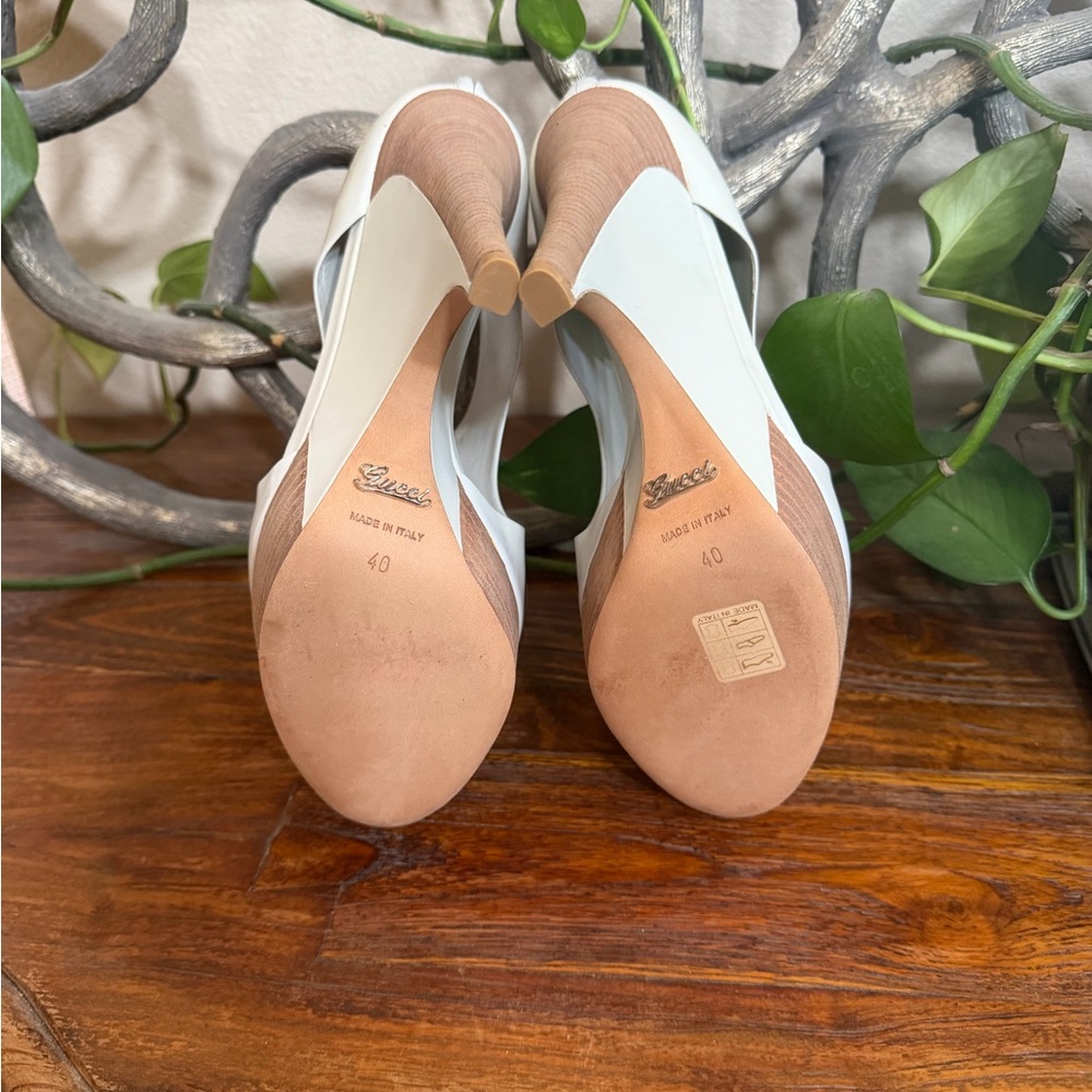 Brand New Gucci Clemence Cutout Leather Platform Wedge. - Picture 7 of 11